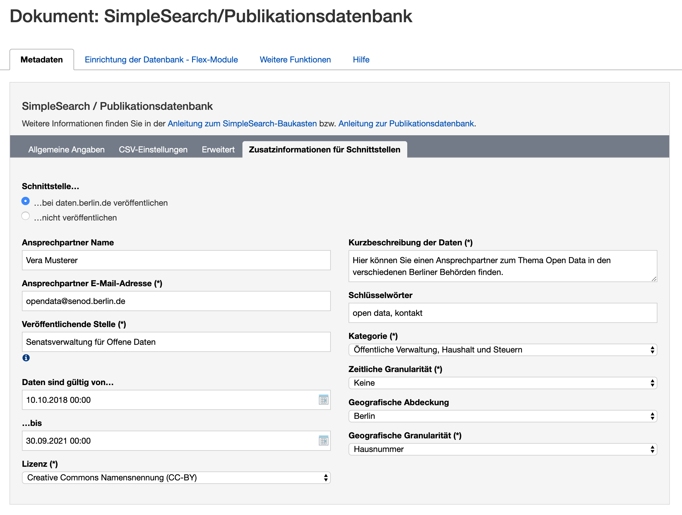 Veröffentlichung einer SimpleSearch-Anwendung als Open Data